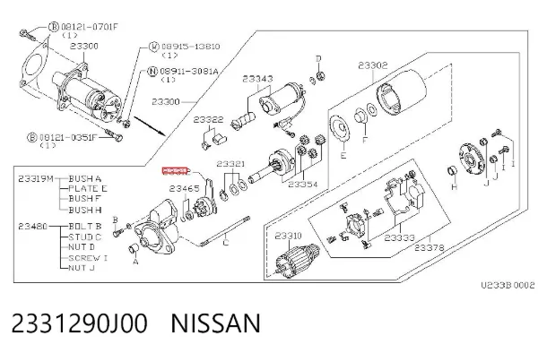 Бендикс стартера 2331290J00 Nissan/Infiniti