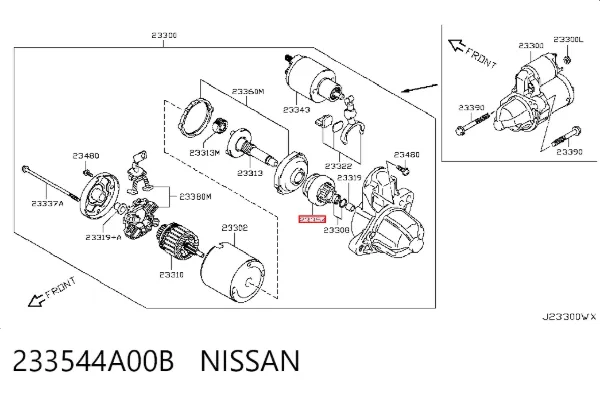 Бендикс стартера 233544A00B Nissan/Infiniti