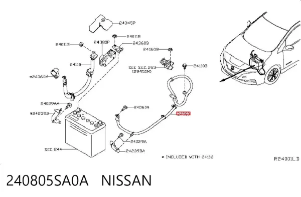 Клема аккумулятора 240805SA0A Nissan/Infiniti