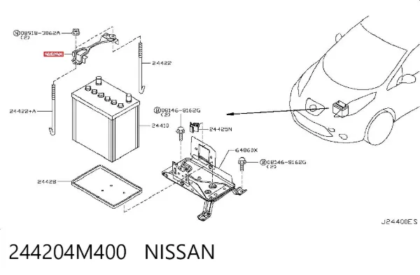 Подставка аккумулятора 244204M400 Nissan/Infiniti