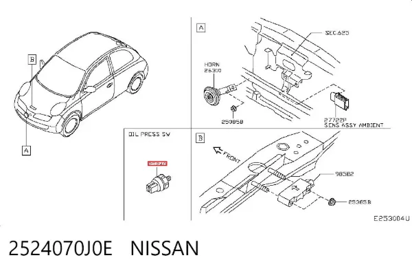 Датчик давления масла 2524070J0E Nissan/Infiniti