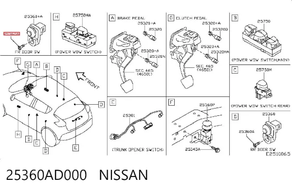 Датчик закрывания дверей 25360AD000 Nissan/Infiniti