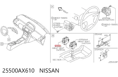 Кнопка включения обогрева сиденья NISSAN 25500AX610