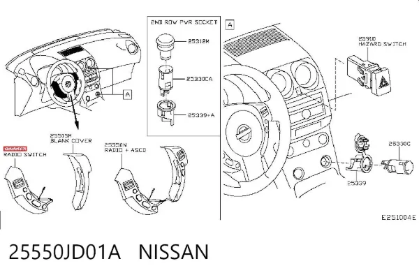Блок кнопочных переключателей рулевого колеса 25550JD01A Nissan/Infiniti