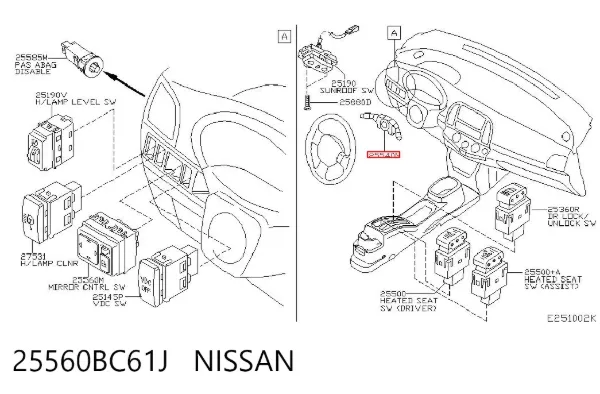 Подрулевой переключатель 25560BC61J Nissan/Infiniti