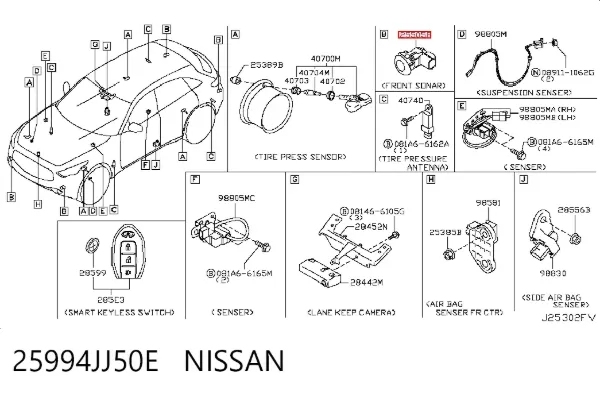 Парктроники задние 25994JJ50E Nissan/Infiniti