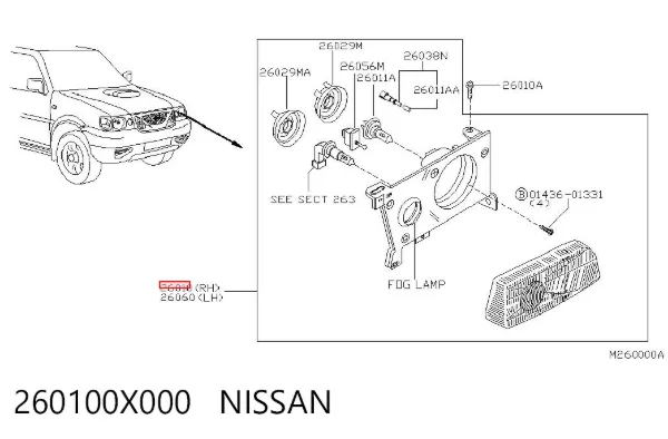 Правая фара 260100X000 Nissan/Infiniti