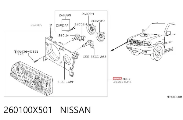 Правая фара 260100X501 Nissan/Infiniti