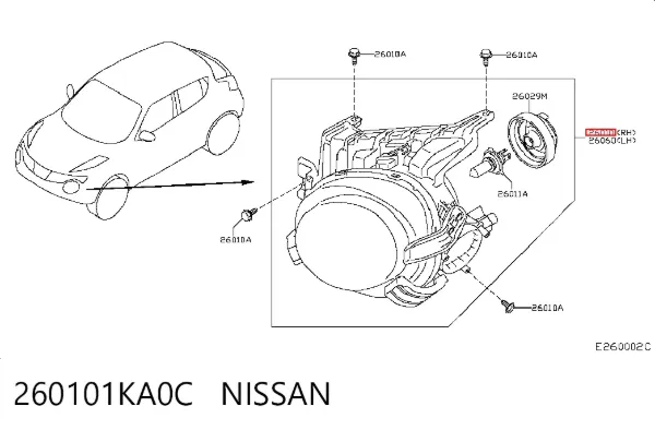 Правая фара 260101KA0C Nissan/Infiniti