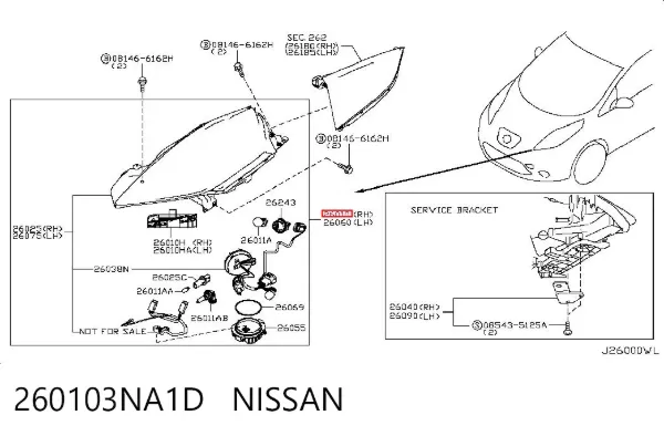 Правая фара 260103NA1D Nissan/Infiniti