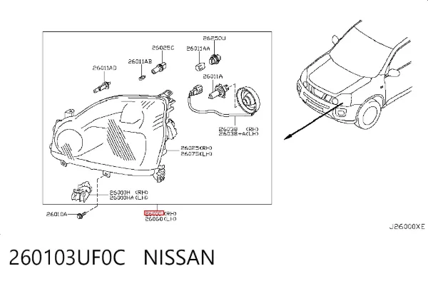 Правая фара 260103UF0C Nissan/Infiniti