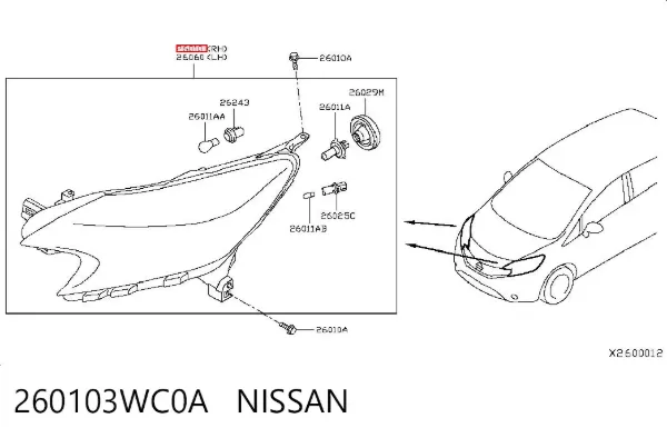 Правая фара 260103WC0A Nissan/Infiniti