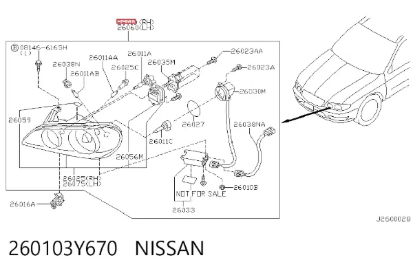 Правая фара 260103Y670 Nissan/Infiniti