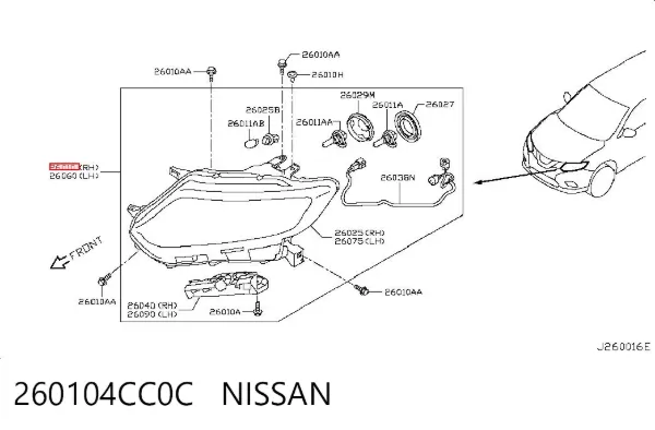 Правая фара 260104CC0C Nissan/Infiniti