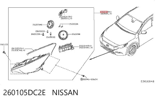 Правая фара 260105DC2E Nissan/Infiniti