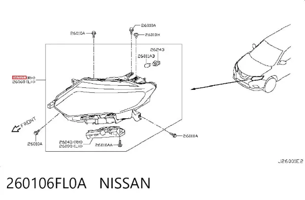 Правая фара 260106FL0A Nissan/Infiniti