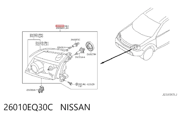 Правая фара 26010EQ30C Nissan/Infiniti