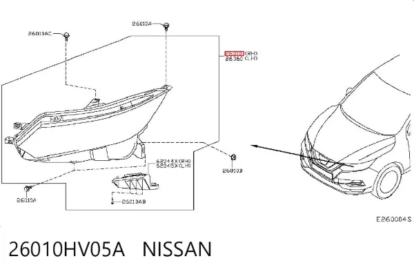 Правая фара 26010HV05A Nissan/Infiniti