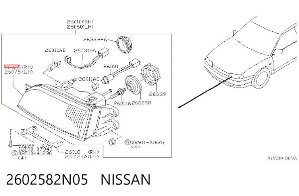 Правая фара 2602582N05 Nissan/Infiniti