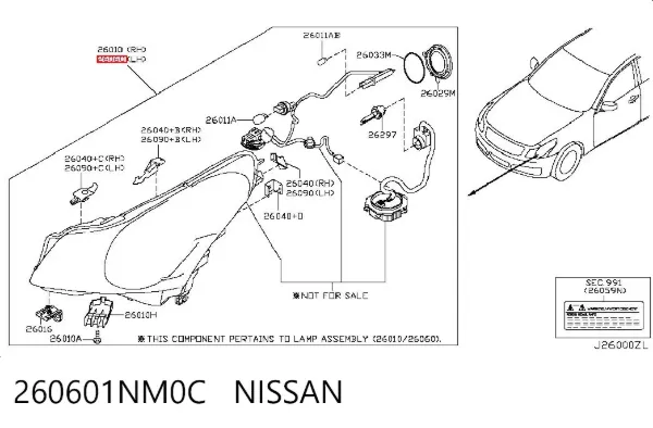 Левая фара 260601NM0C Nissan/Infiniti