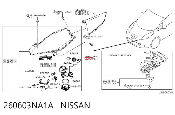 Левая фара 260603NA1A Nissan/Infiniti