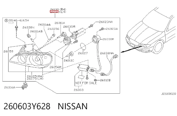 Левая фара 260603Y628 Nissan/Infiniti