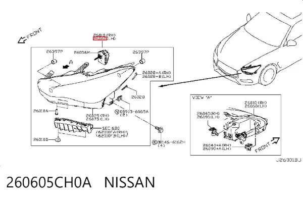 Левая фара 260605CH0A Nissan/Infiniti