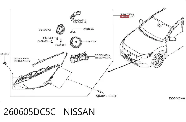 Левая фара 260605DC5C Nissan/Infiniti