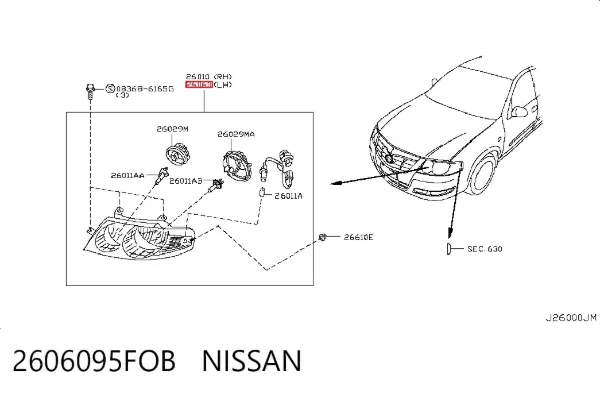 Левая фара 2606095FOB Nissan/Infiniti