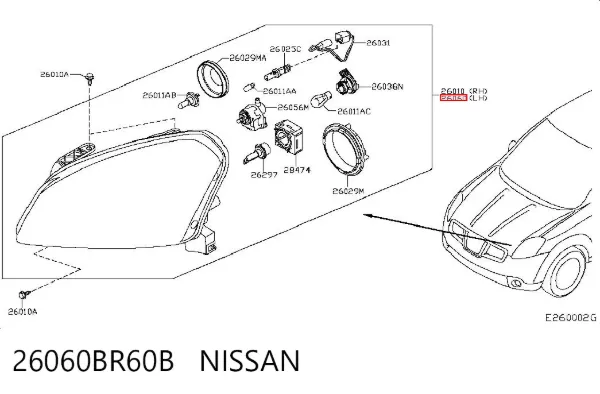 Левая фара 26060BR60B Nissan/Infiniti