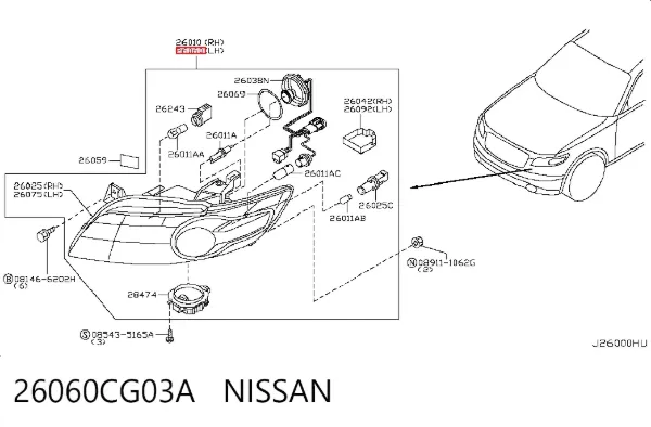 Левая фара 26060CG03A Nissan/Infiniti