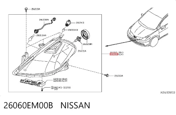 Левая фара 26060EM00B Nissan/Infiniti
