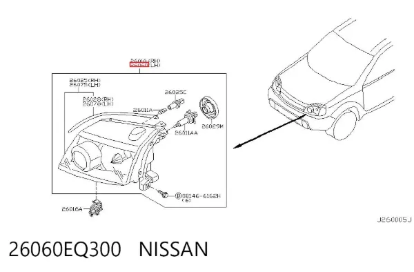 Левая фара 26060EQ300 Nissan/Infiniti