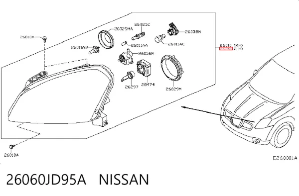 Левая фара 26060JD95A Nissan/Infiniti