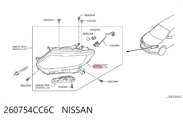 Левая фара 260754CC6C Nissan/Infiniti