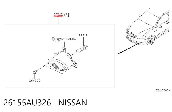 Фара противотуманная левая 26155AU326 Nissan/Infiniti