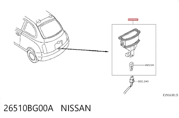 Фонарь подсветки номерного знака 26510BG00A Nissan/Infiniti