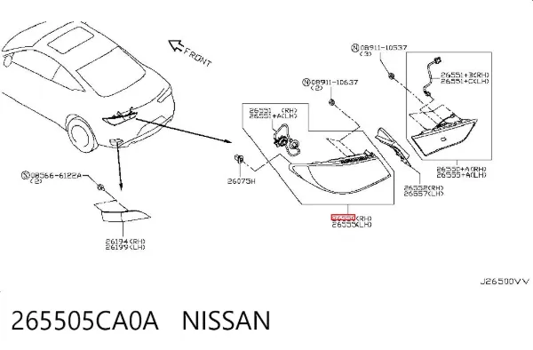Фонарь задний правый внешний 265505CA0A Nissan/Infiniti