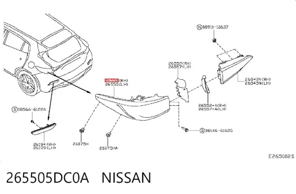 Фонарь задний правый внешний 265505DC0A Nissan/Infiniti