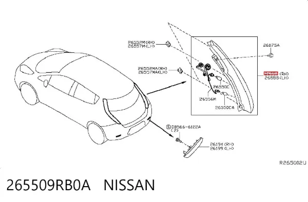 Задний фонарь 265509RB0A Nissan/Infiniti