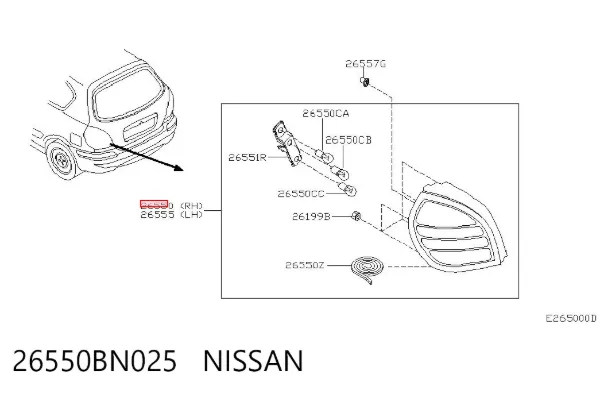 Задний фонарь 26550BN025 Nissan/Infiniti