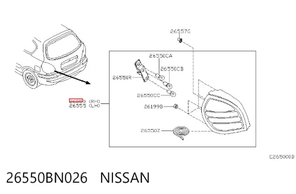 Задний фонарь 26550BN026 Nissan/Infiniti
