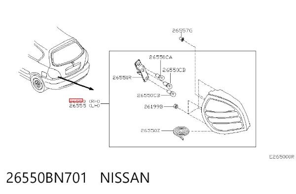 Задний фонарь 26550BN701 Nissan/Infiniti