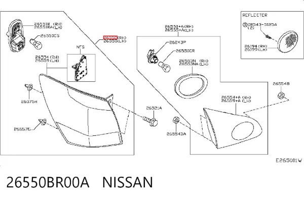 Фонарь задний правый внешний 26550BR00A Nissan/Infiniti