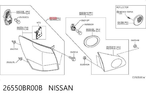 Фонарь задний правый внешний 26550BR00B Nissan/Infiniti