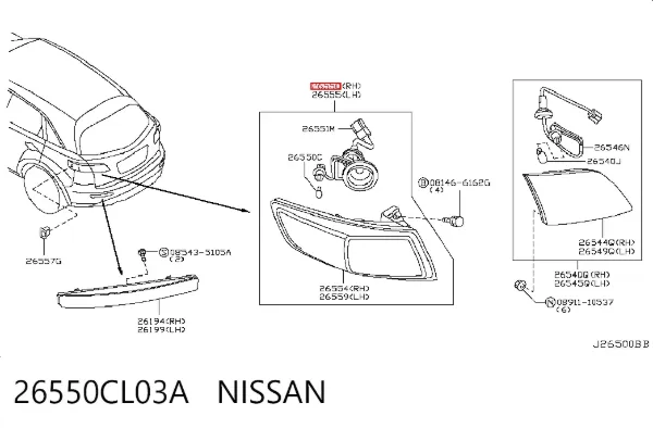 Фонарь задний правый внешний 26550CL03A Nissan/Infiniti