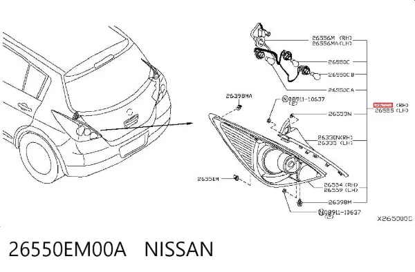 Задний фонарь 26550EM00A Nissan/Infiniti