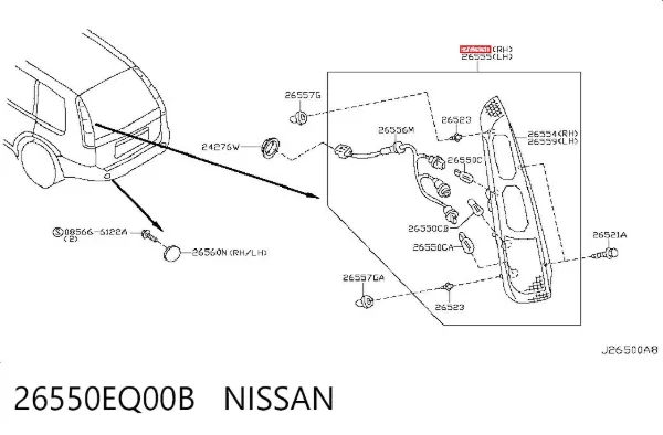Задний фонарь 26550EQ00B Nissan/Infiniti