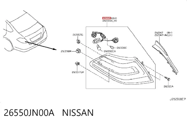 Задний фонарь 26550JN00A Nissan/Infiniti