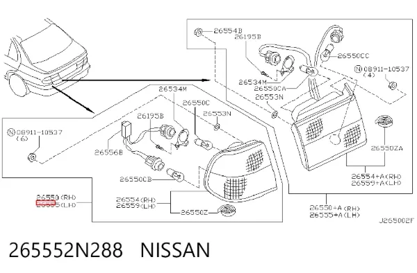 Фонарь задний левый внешний 265552N288 Nissan/Infiniti